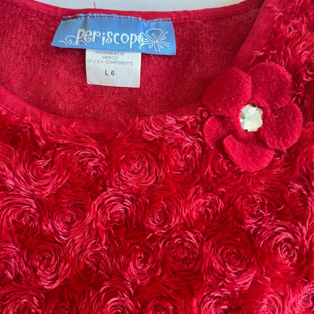 Periscope Brand Red Fluffy Sweater Little Girls Size 6